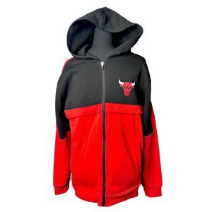 NBA Mens Red Chicago Bulls Full Zip Hoodie Sz M Logo Basketball Official Merch